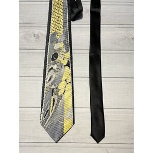 Vitaliano Pancaldi Tie Black Gold Gray Limited Edition 9 of 50 Pleated Silk  4"